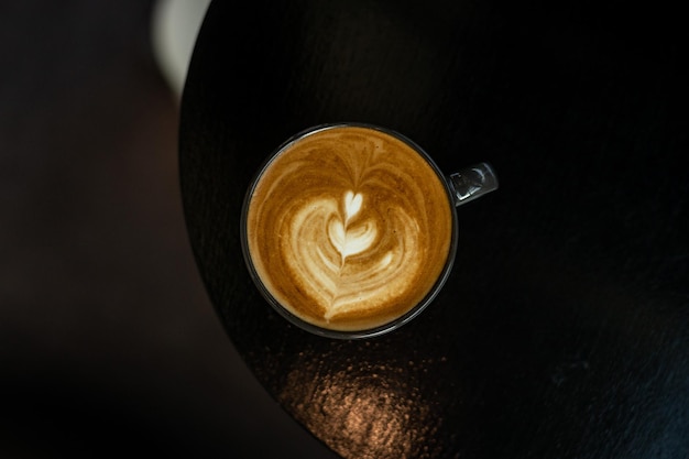 hot coffee latte art heart shape