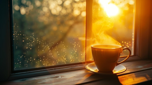 Photo hot coffee in the morning ready to drink to wake up in the new day