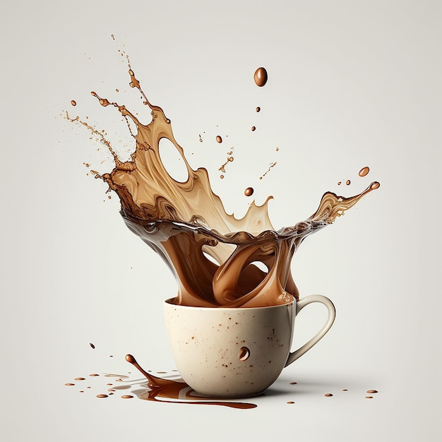 Hot coffee splashed in a cup