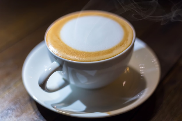 Hot coffee on  table