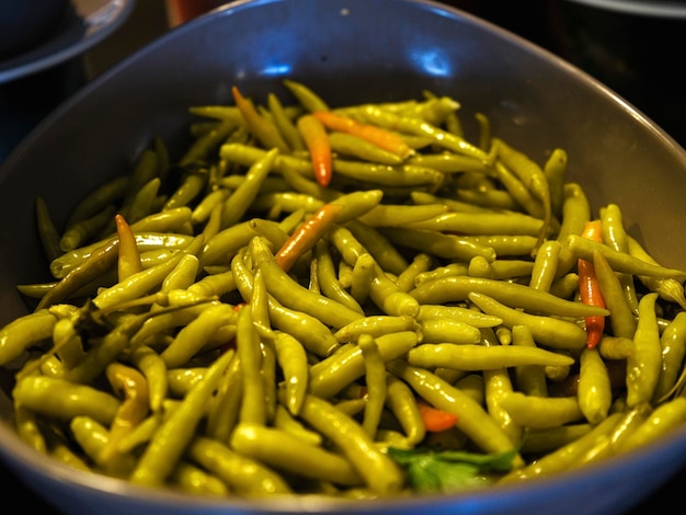 Hot and delicious chili pepper in bowl