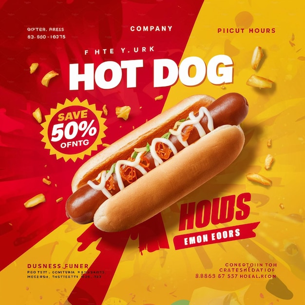 a hot dog advertisement for hot dogs with the words hot dog on it