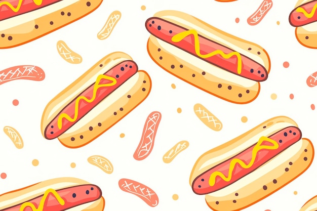 Hot dog pattern Seamless design Clean lines and shapes Minimalistic style