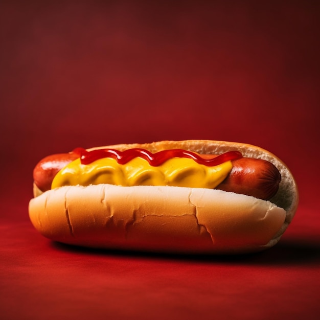 Hot dog on a red background