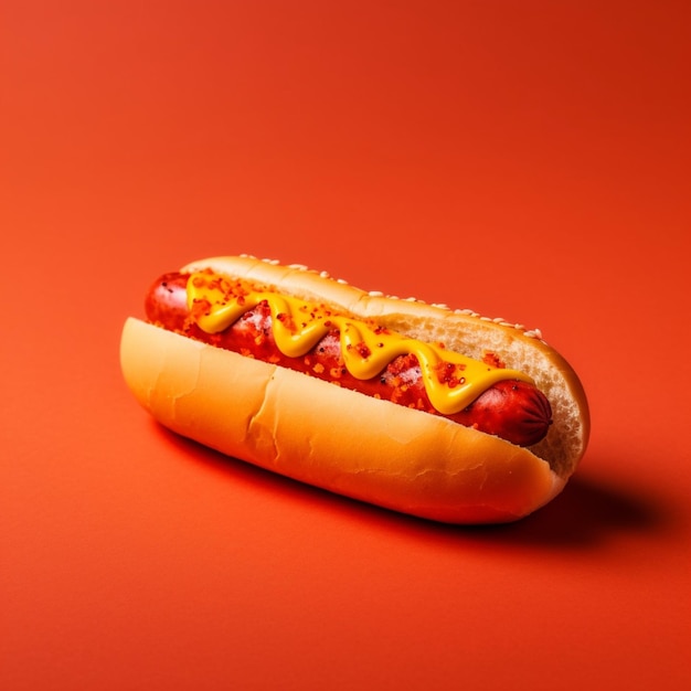 Hot dog on a red background