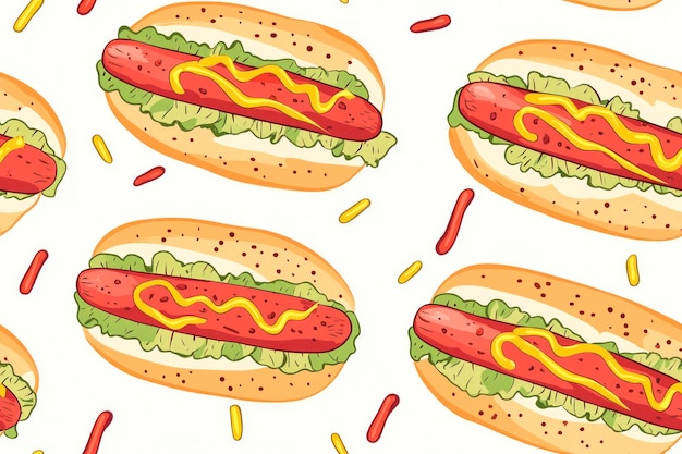 Hot dog seamless pattern