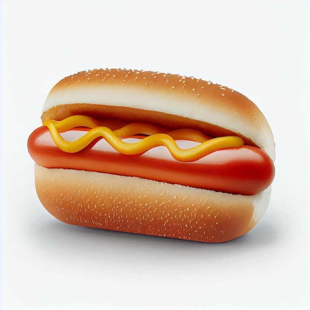 Hot dog on white background Illustration Generative AI