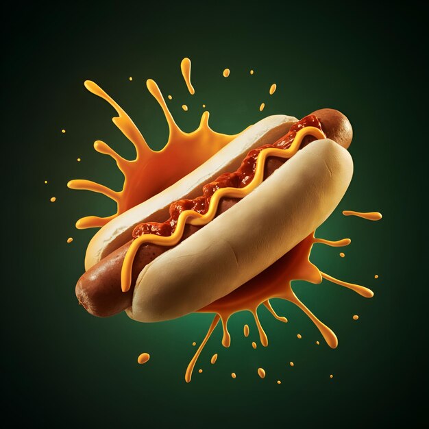 a hot dog with chili and mustard is shown with a picture of a hot dog