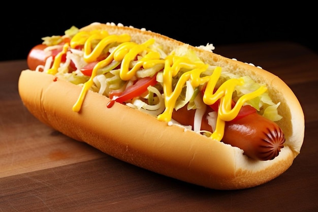 Photo hot dog with a hint of garlic salt