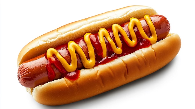 a hot dog with ketchup and mustard on it