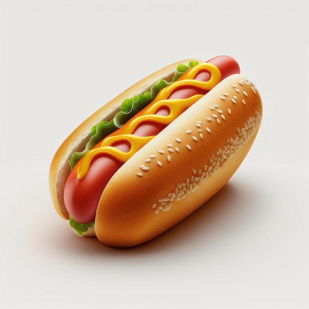 A hot dog with mustard 3d hotdog 3d food icon ai generated