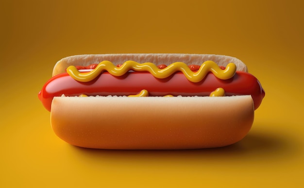 A hot dog with mustard 3d hotdog 3d food icon ai generated