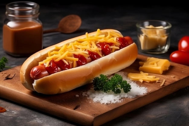 Hot dog with mustard Generative AI