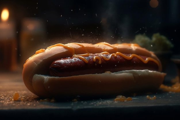 Hot dog with mustard Generative AI