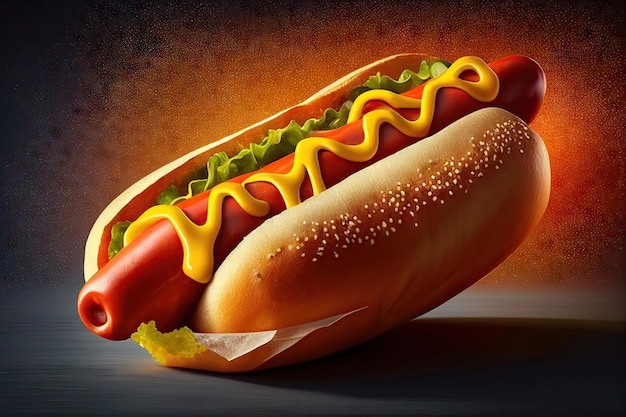 Hot dog with mustard and herbs Generative AI