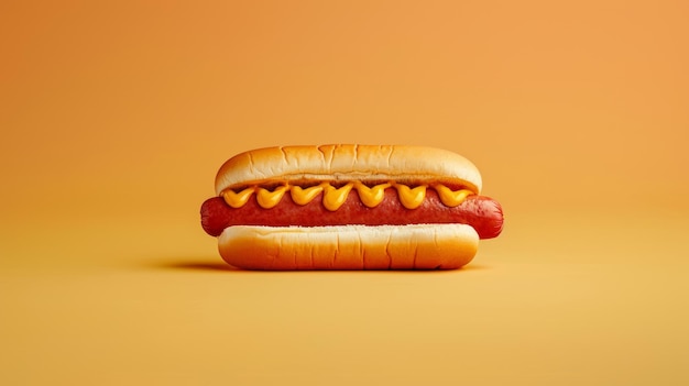 a hot dog with mustard and ketchup is on a table