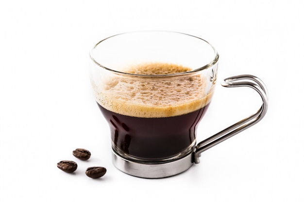 Hot espresso coffee glass isolated