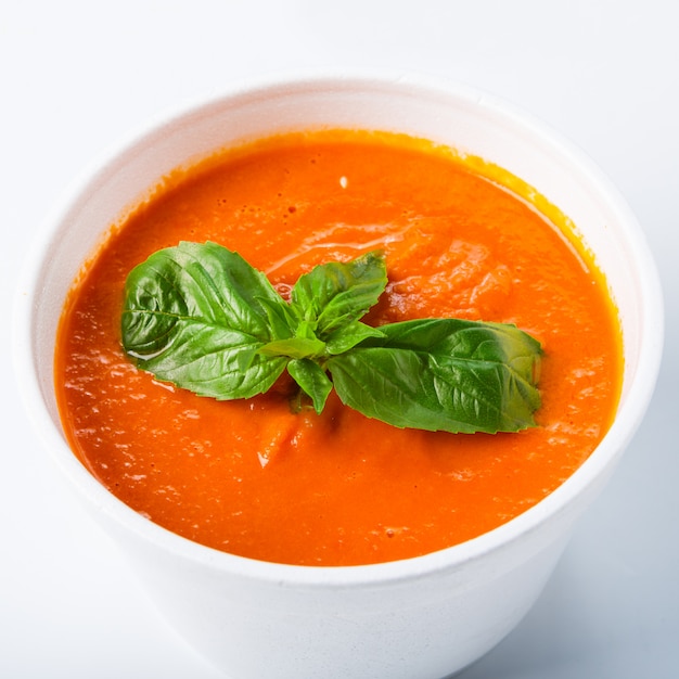 Hot food delivery - tomato gazpacho soup