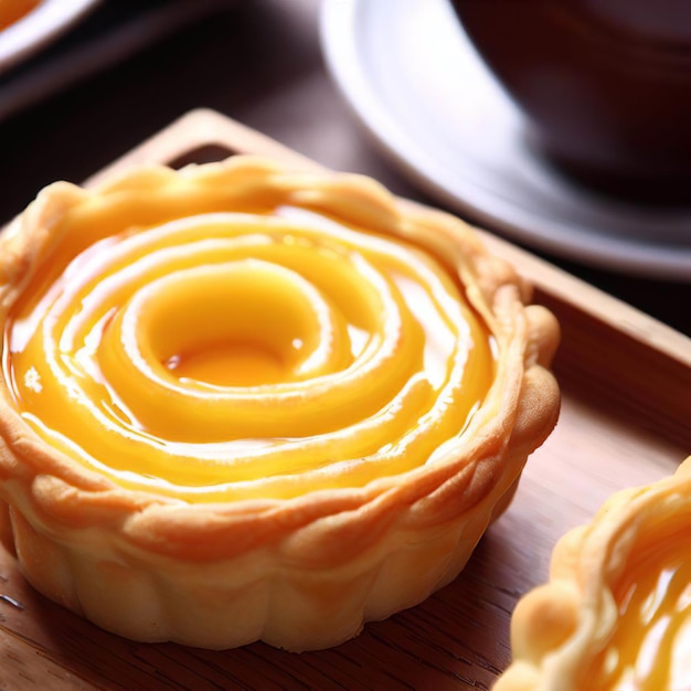 Hot and freshly baked egg tart cake