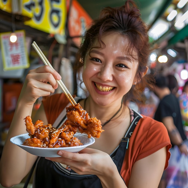 Hot fried chicken eating