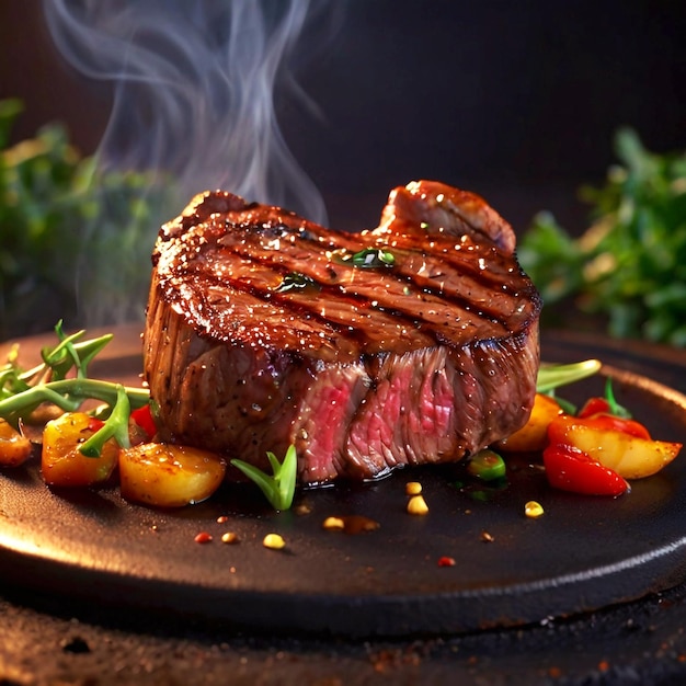 Hot juicy grill meat steak Food and cuisine concept delicious