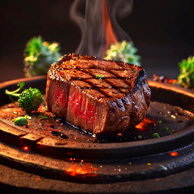 Hot juicy grill meat steak Food and cuisine concept delicious