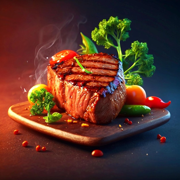 Hot juicy grill meat steak Food and cuisine concept delicious