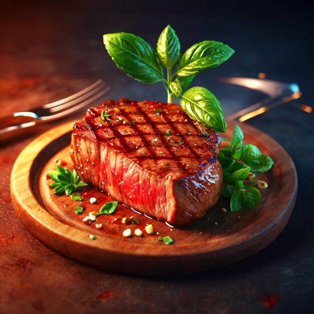 Photo hot juicy grill meat steak food and cuisine concept delicious