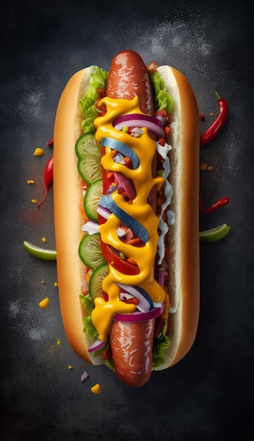 Hot and Juicy Hot Dog Perfection AI Generative