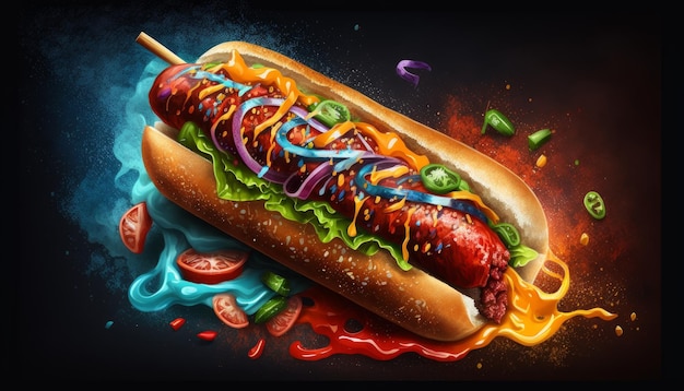 Hot and Juicy Hot Dog Perfection AI Generative