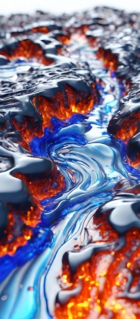 Hot Lava and blue Liquid abstract background