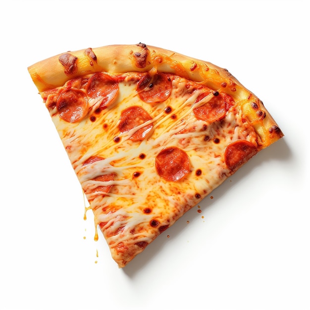 Hot pizza slice with melting cheese