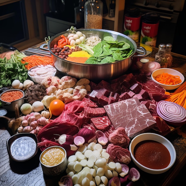 Hot Pot Ingredients Ready to Cook