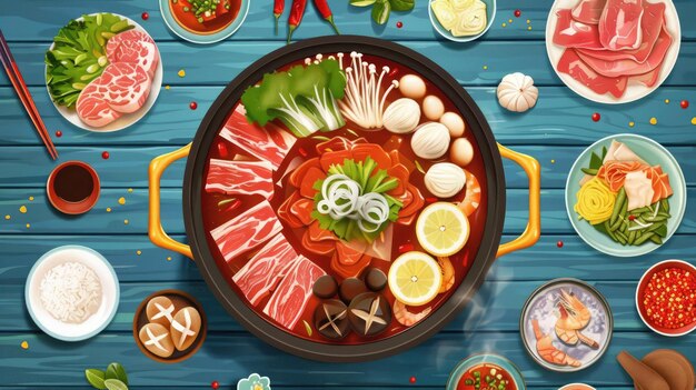 Hot Pot An interactive hot pot meal with a variety of ingredients