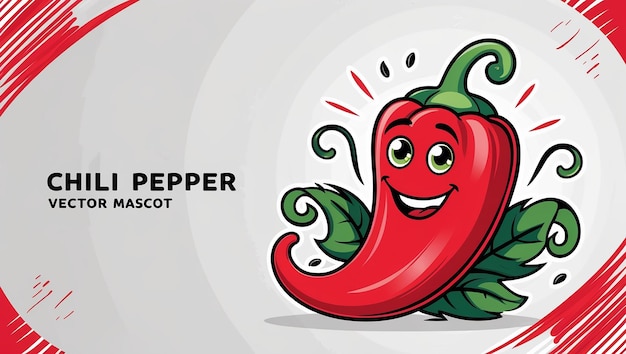 hot red chili pepper mascot vector illustration with fiery white background