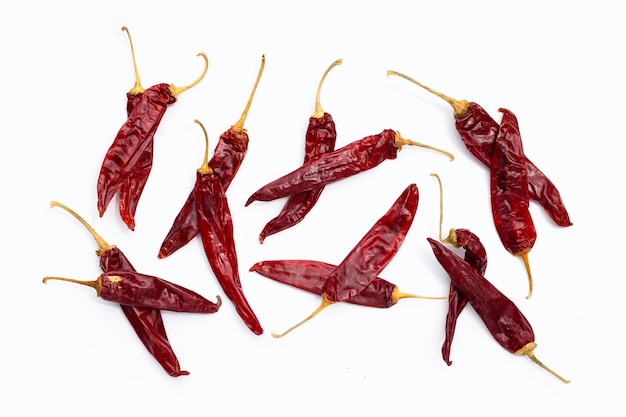 Hot red dried chili peppers