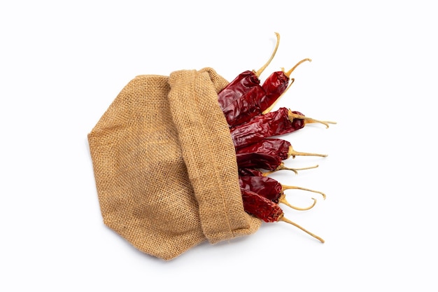 Hot red dried chili peppers