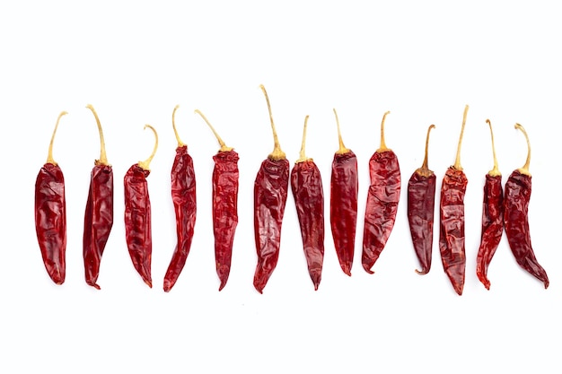 Hot red dried chili peppers