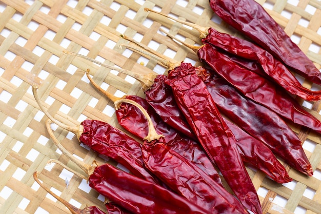 Hot red dried chili peppers