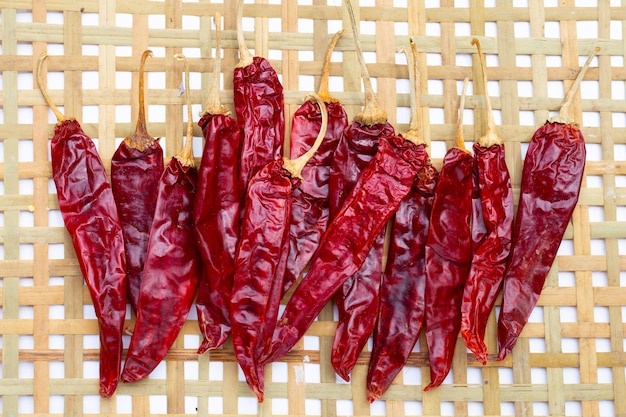 Hot red dried chili peppers