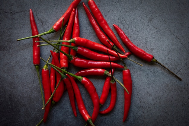 Hot and spicy chili pepper on dark background, Red chilli from Thailand