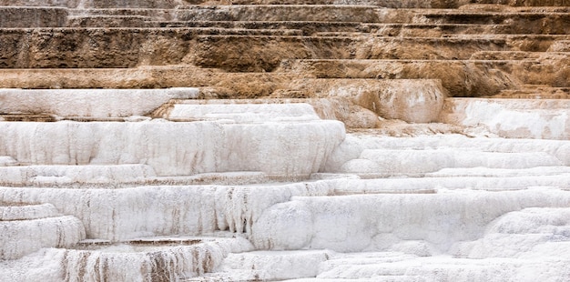 Hot spring landscape with colorful ground formation mammoth hot springs yellowstone