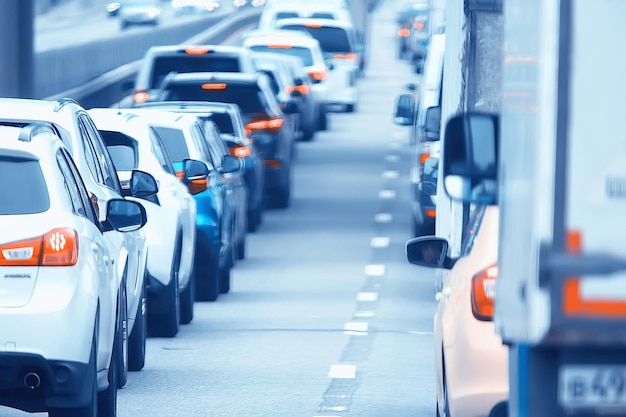 hot summer day on the road landscape in traffic jam / abstract urban view in traffic