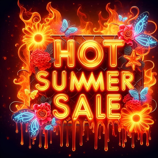 Photo hot summer sale banner business season shopping promotion advertisement offer discount price