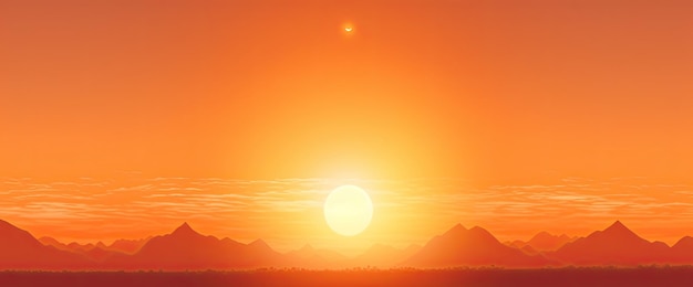 Photo hot sunset with a red sun on the background in the summer generative ai