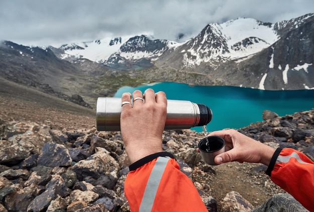 Hot tea in the mountains