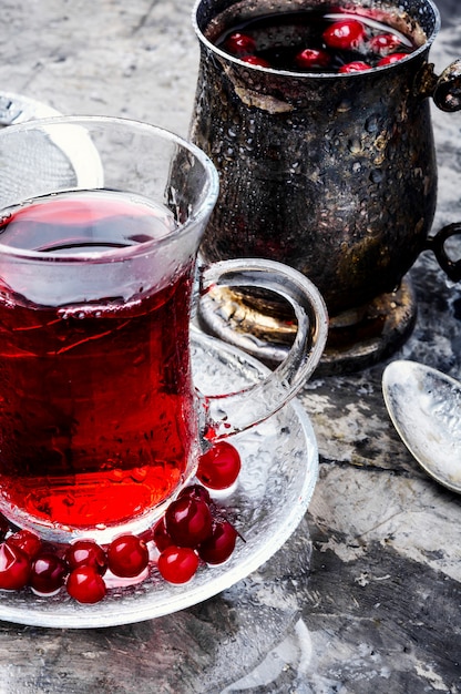 Hot tea with cranberry