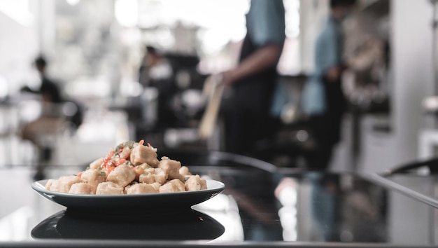 hot tofu crispy snack on the table