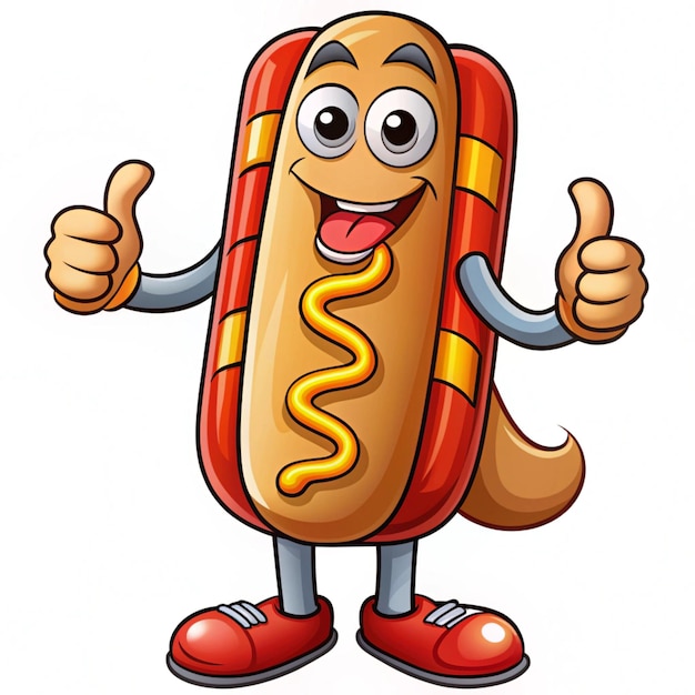 Photo hotdog cartoon character giving thumbs up vector illustration