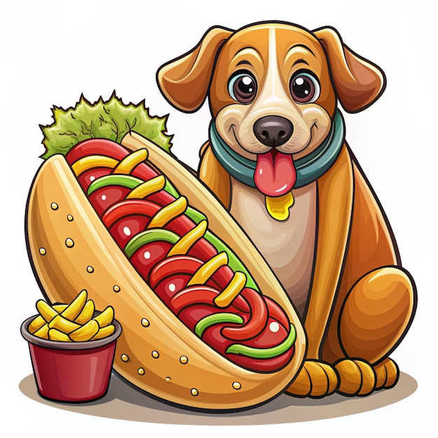 Hotdog Vector Icon Illustration Vector Graphic Delicious Fast Food Logo Cafe and Restaurant Menu Flat Cartoon Style Suitable for Web Landing Page Banner Flyer Sticker Wallpaper Backgro